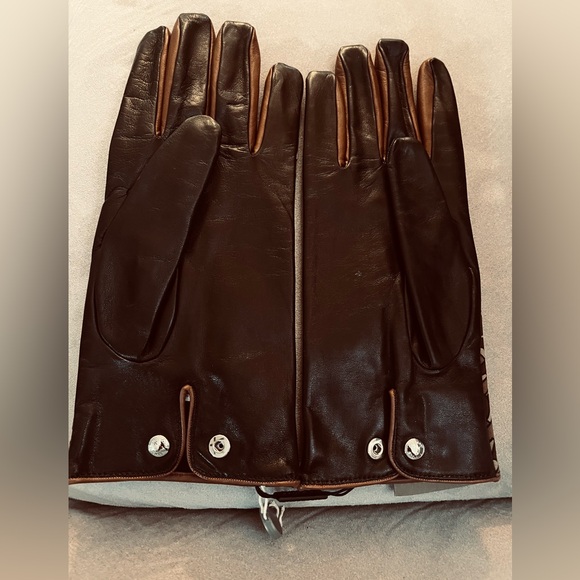 Burberry TB Logo Men’s Leather / Cashmere Gloves 9 NWT - Picture 4 of 9